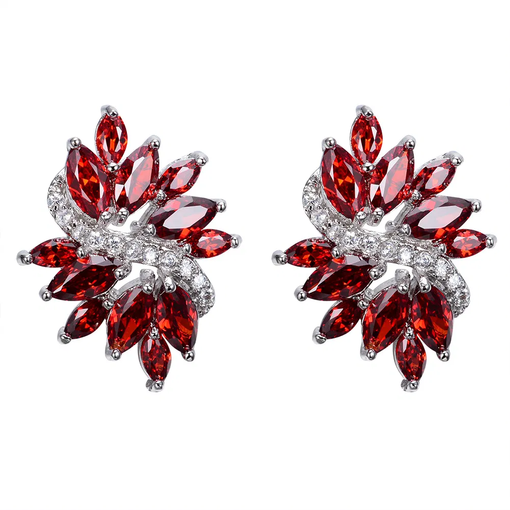 1pair Purple Zircon Stitch Composite Classic Elegant Floral Ohrringe Damen Ohrringe