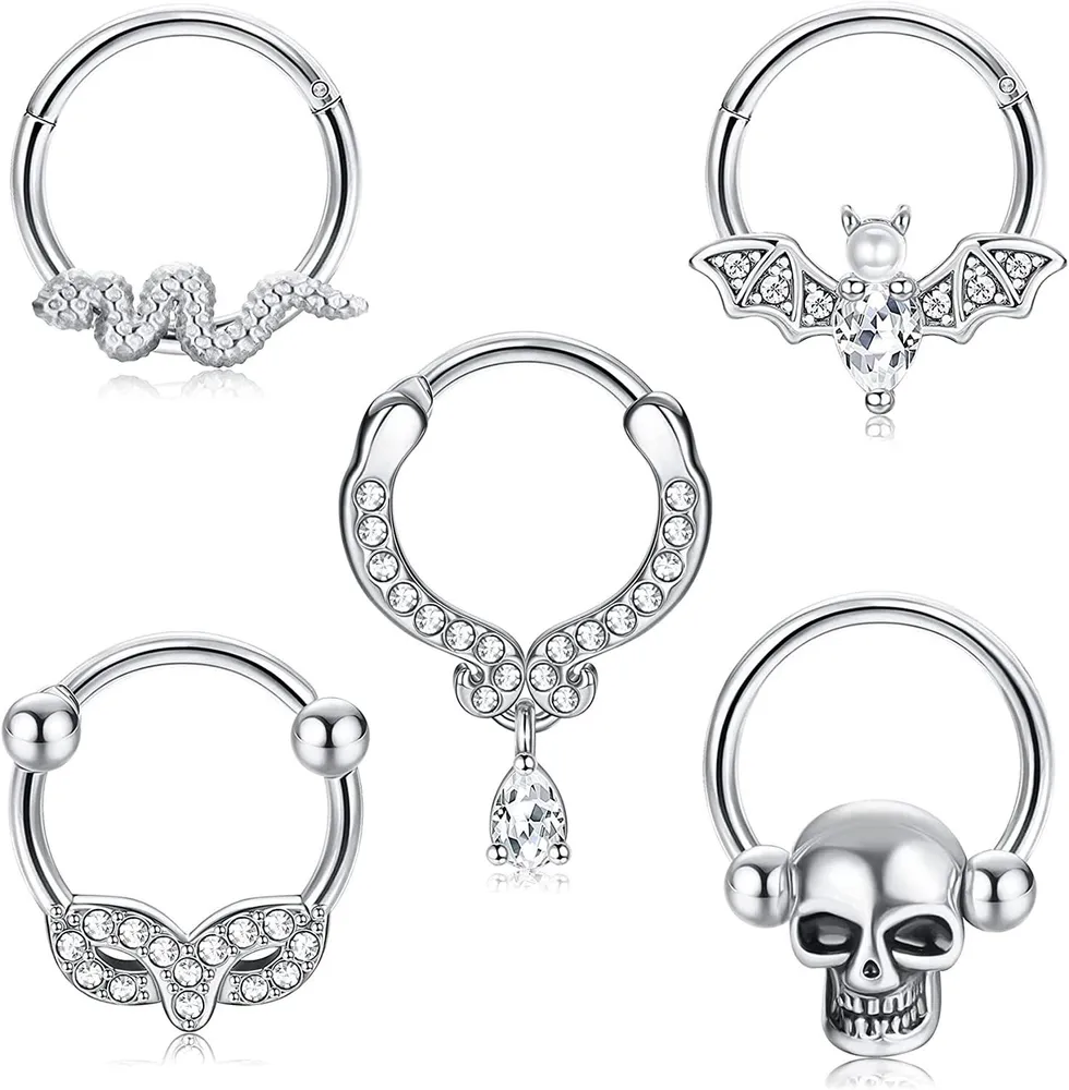 8MM 10MM Septum Ring Septum Schmuck 16G Daith Piercing Schmuck Daith Ohrringe für Frauen Männer Edelstahl Septum Clicker Knorpel Helix Muschel Tragus Lippenhoop