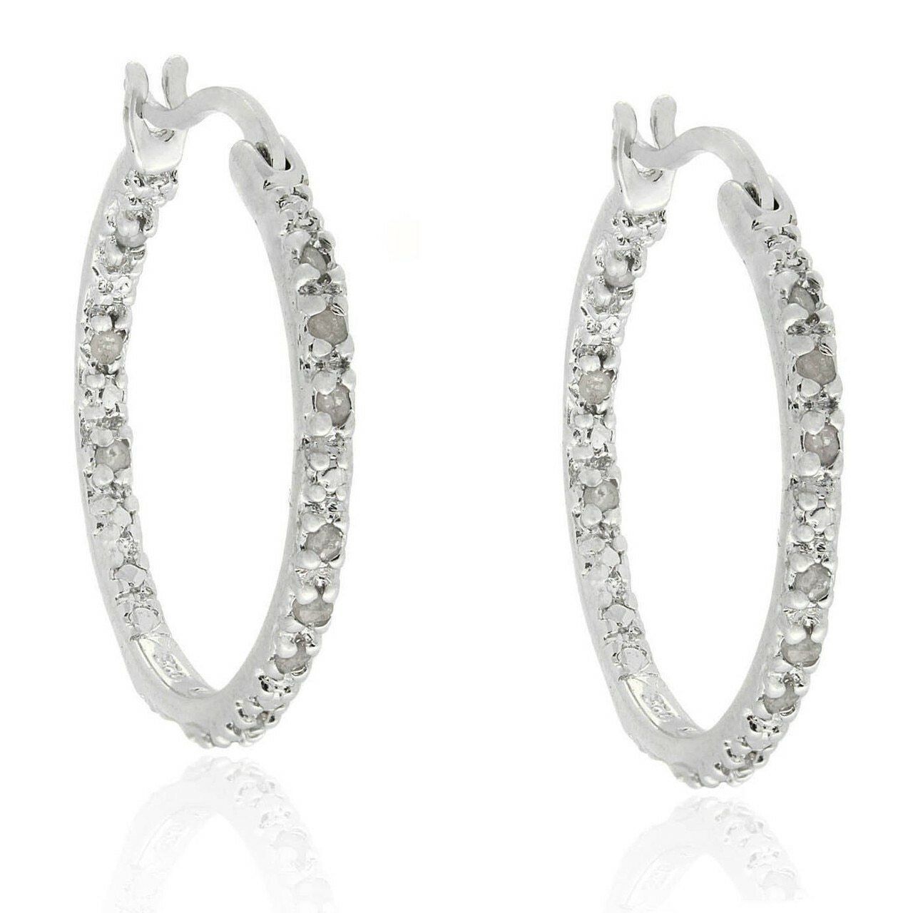 TDW 0,25 ct. Diamant Sterling Silber Hoop Ohrringe