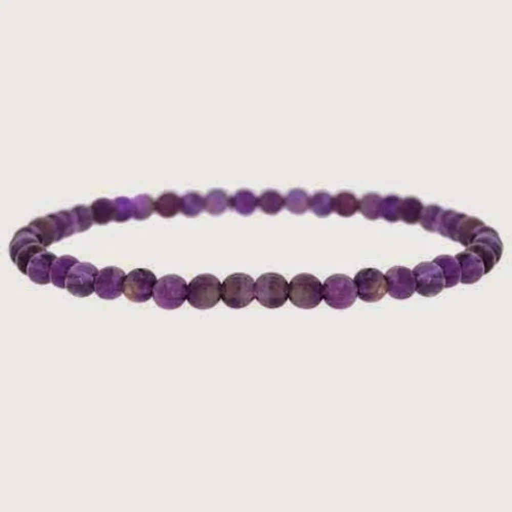 Echtes Amethyst-Stein 4mm Perlen Perlen Stretch Armband