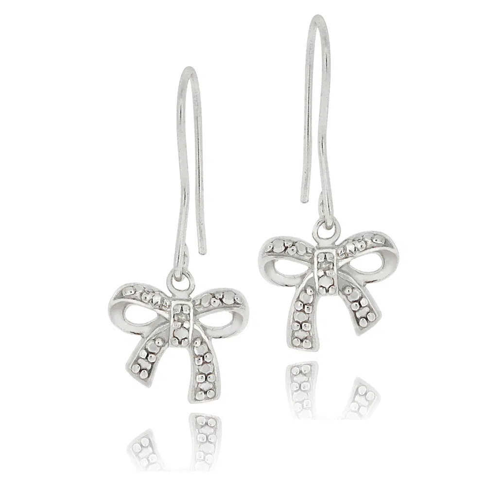Sterling Silber Diamant Akzent Bow Dangle Ohrringe