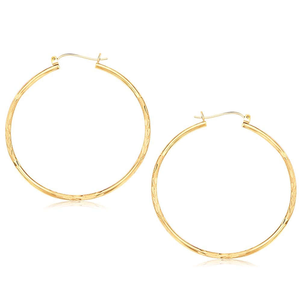14 Karat Gelbgold Fancy Diamond Cut Extra Large Hoop Ohrringe (2x45mm)