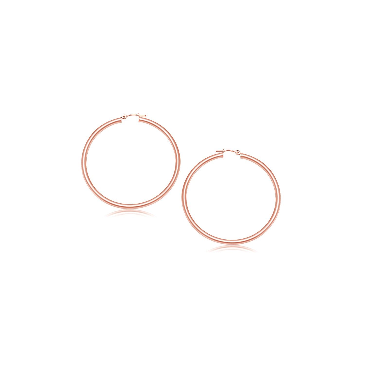 14 Karat Rose Gold polierte Hoop Ohrringe (3x15mm)