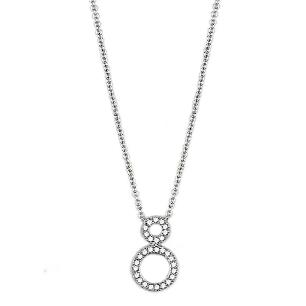 3W421 - Rhodium-Messing - Halskette mit AAA-Klasse CZ in Clear