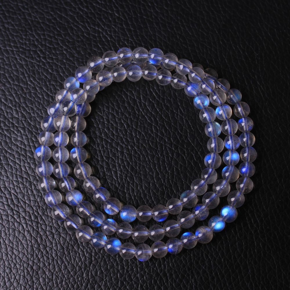 Natürliche graue Moonstone Drei Kreis Armband