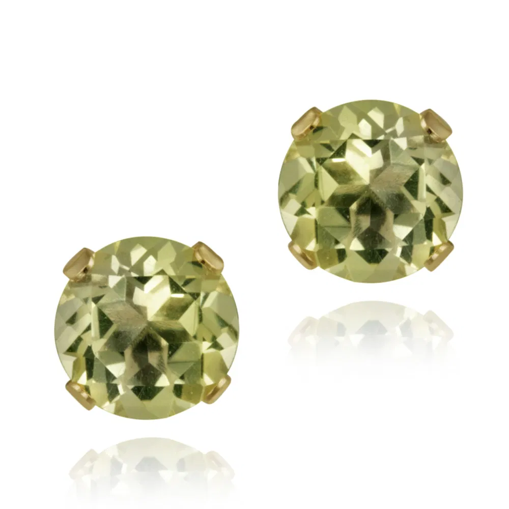 18 Karat Gold über Sterling Silber 1,5 Karat Lime Quarz Stud Ohrringe, 6 mm