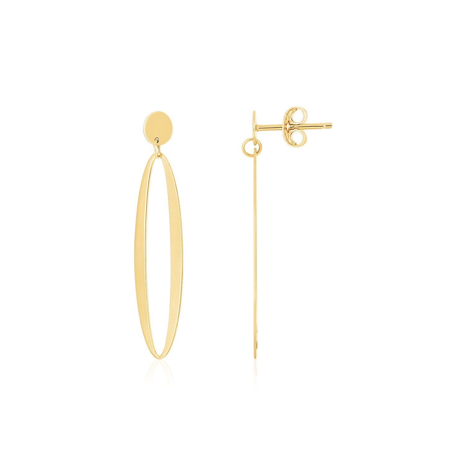 14K Gelbgold Single Oval Fancy Drop Ohrringe
