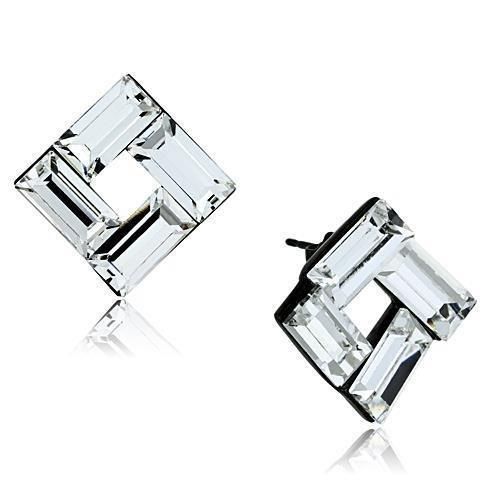 TK1464 - IP Black (Ion Plating) Edelstahl Ohrringe mit Top-Grade - Kristall in Clear