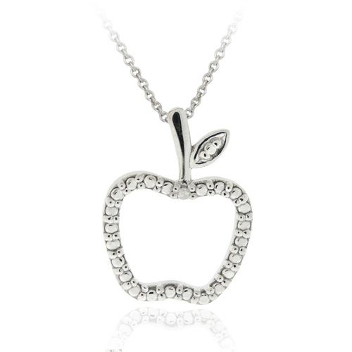 Sterling Silber Diamant Akzent Apple Slide Anhänger