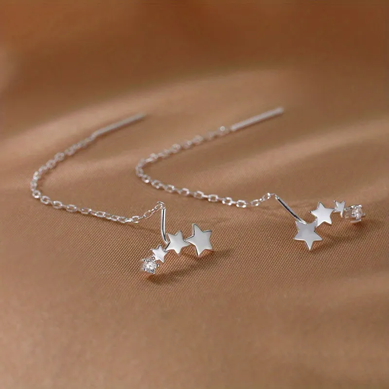 Elegant klassische lange Kette Tassel Stern Design Ohrringe Kupfer Zirkon Frauen Schmuck Trend exquisite Geschenk