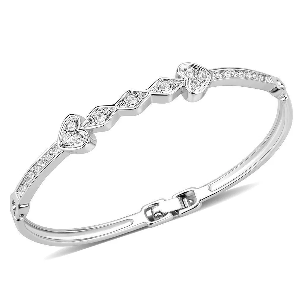 LO4664 Rhodium Weißmetall Armband mit Top-Grade - Kristall in Clear