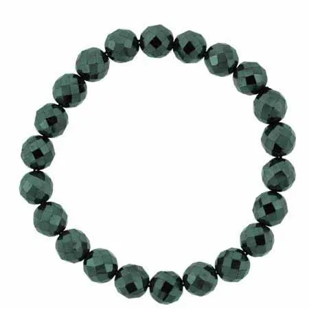 Echtes Faceted Hematite Beaded Stretch Armband