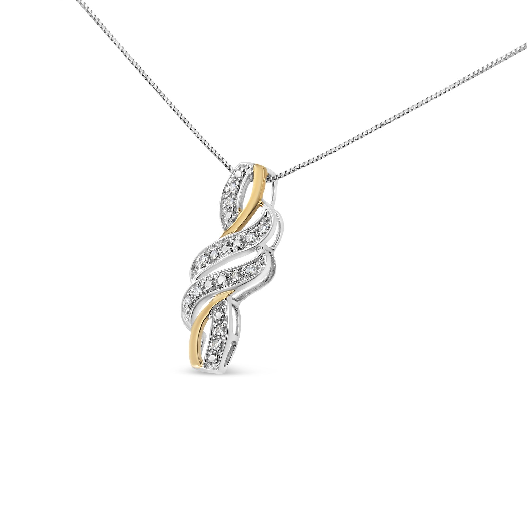 14K Gelbgold Plated .925 Sterling Silber Round-Cut Diamond Accent Cross Bypass 18