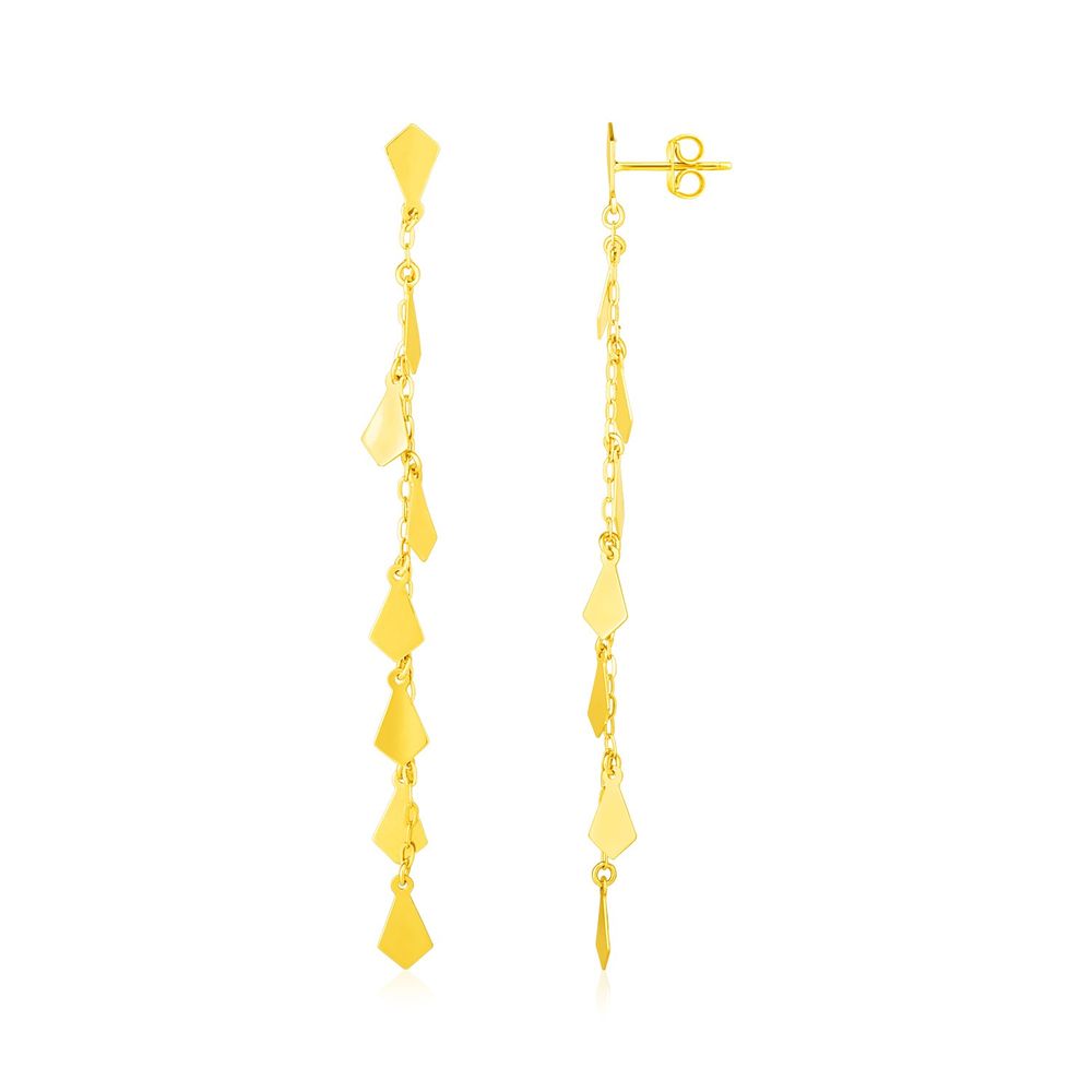 14K Gelbgold poliert Diamant Motif Dangle Ohrringe