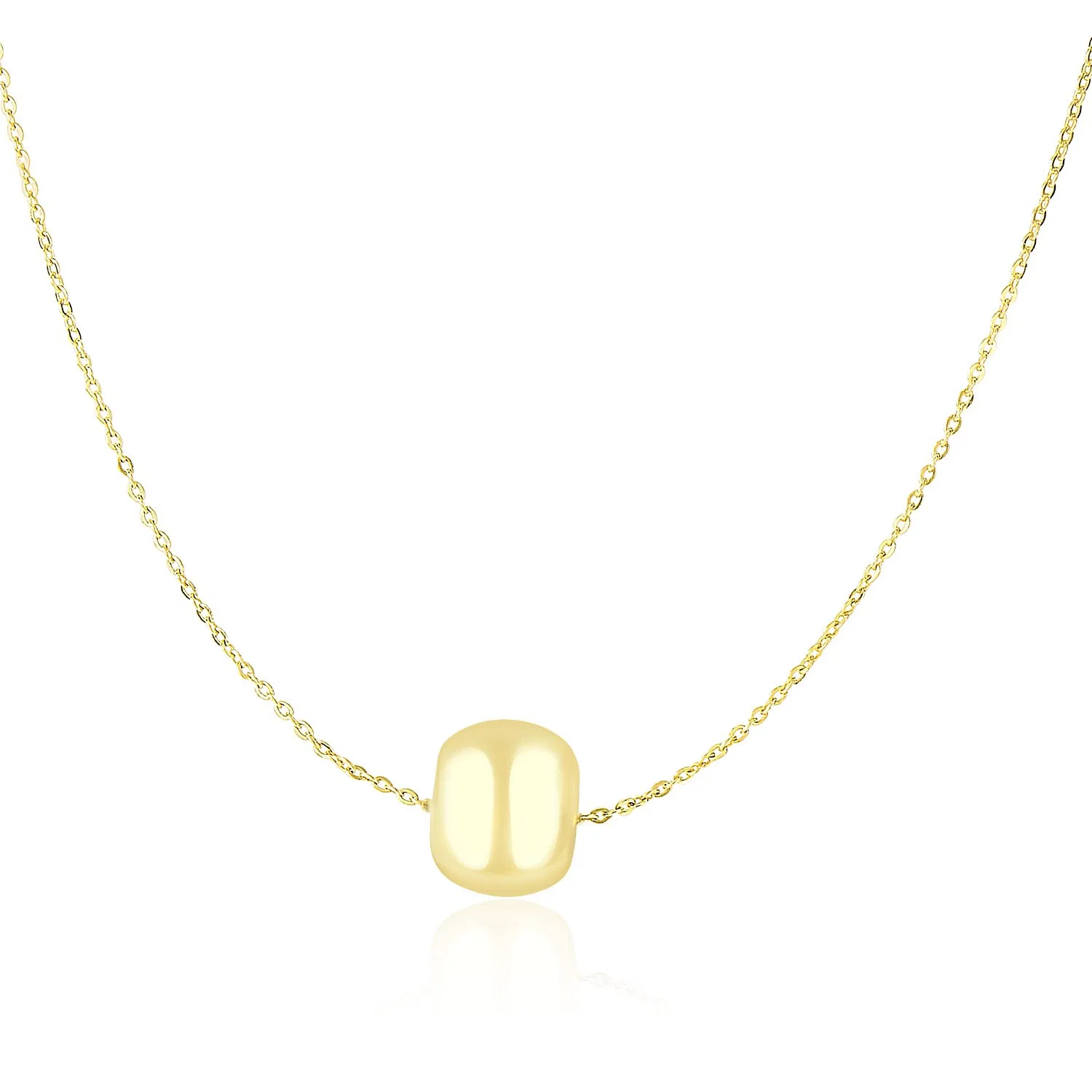 14 Karat gelbes Gold Halskette mit glänzendem Barrel Bead Charm
