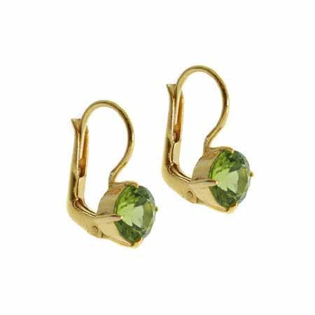 18 Karat Gold über Sterling Silber Peridot Round Leverback Ohrringe