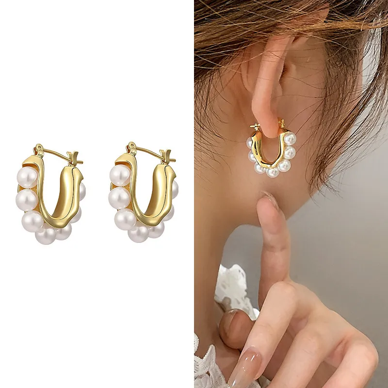 Plated Lightweight Sterling Silver Post Perle oder Chunky Hoop Ohrringe für Frauen