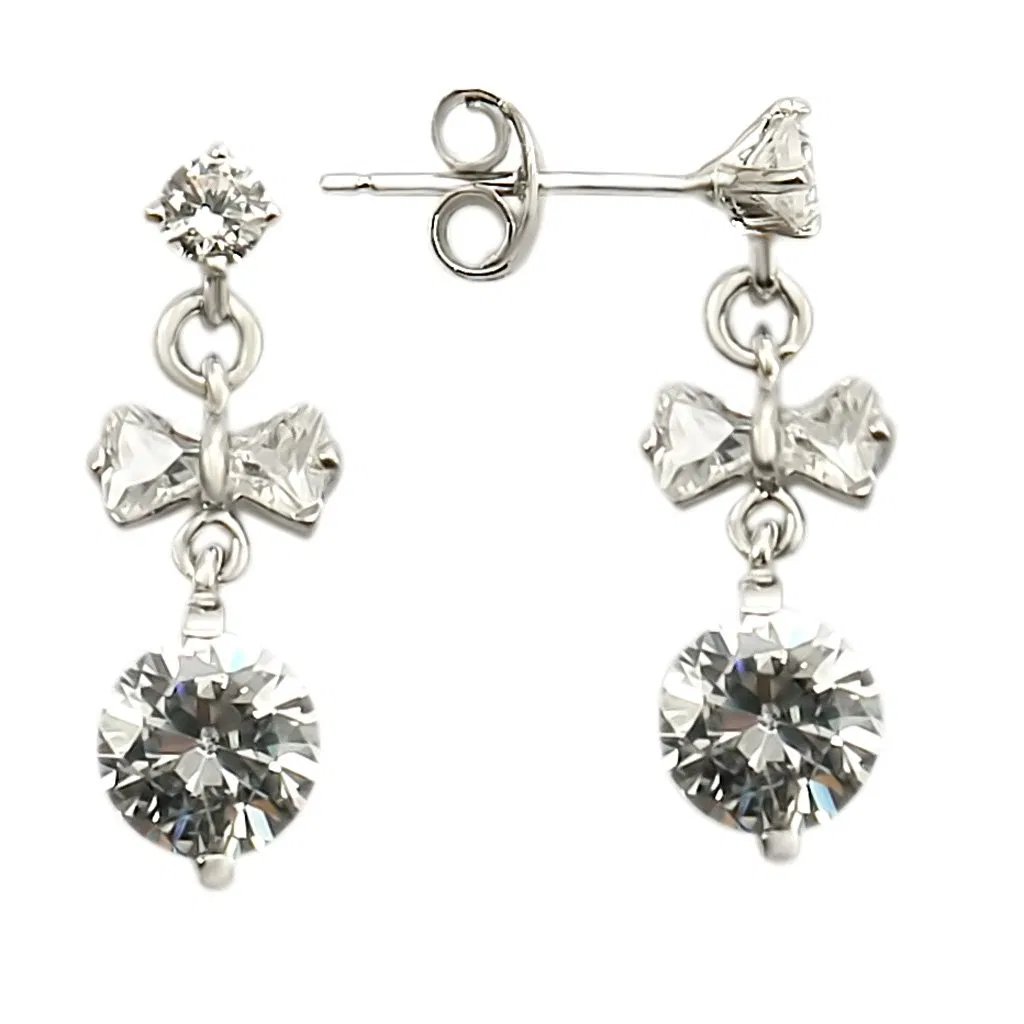 LOS313 - Rhodium 925 Sterling Silber Ohrringe mit AAA-Klasse CZ in Clear