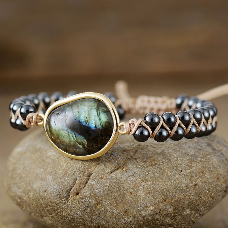 Zugezogen Feldspar Doppel Gewebte Bohemian Beaded Freundschaft Armband