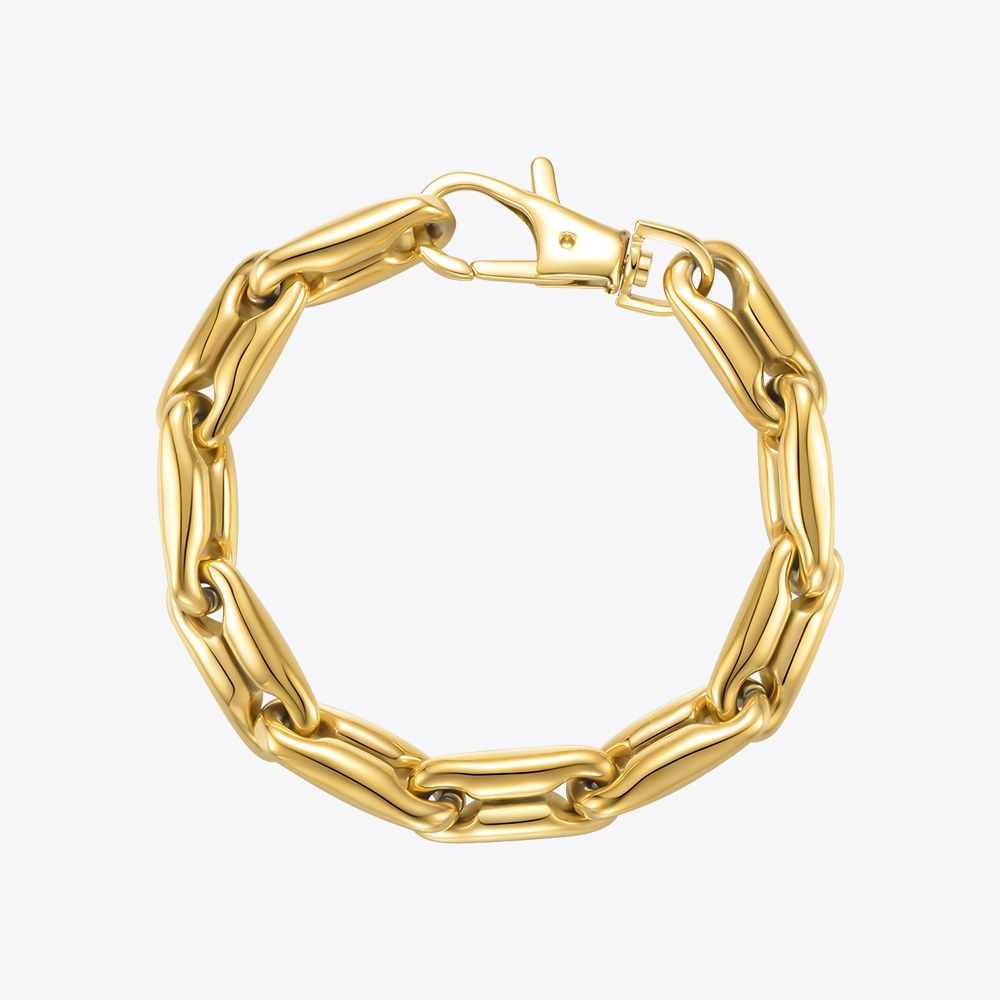 18 Karat Gold Plated Chunky Chain Lobster Buckle Armband