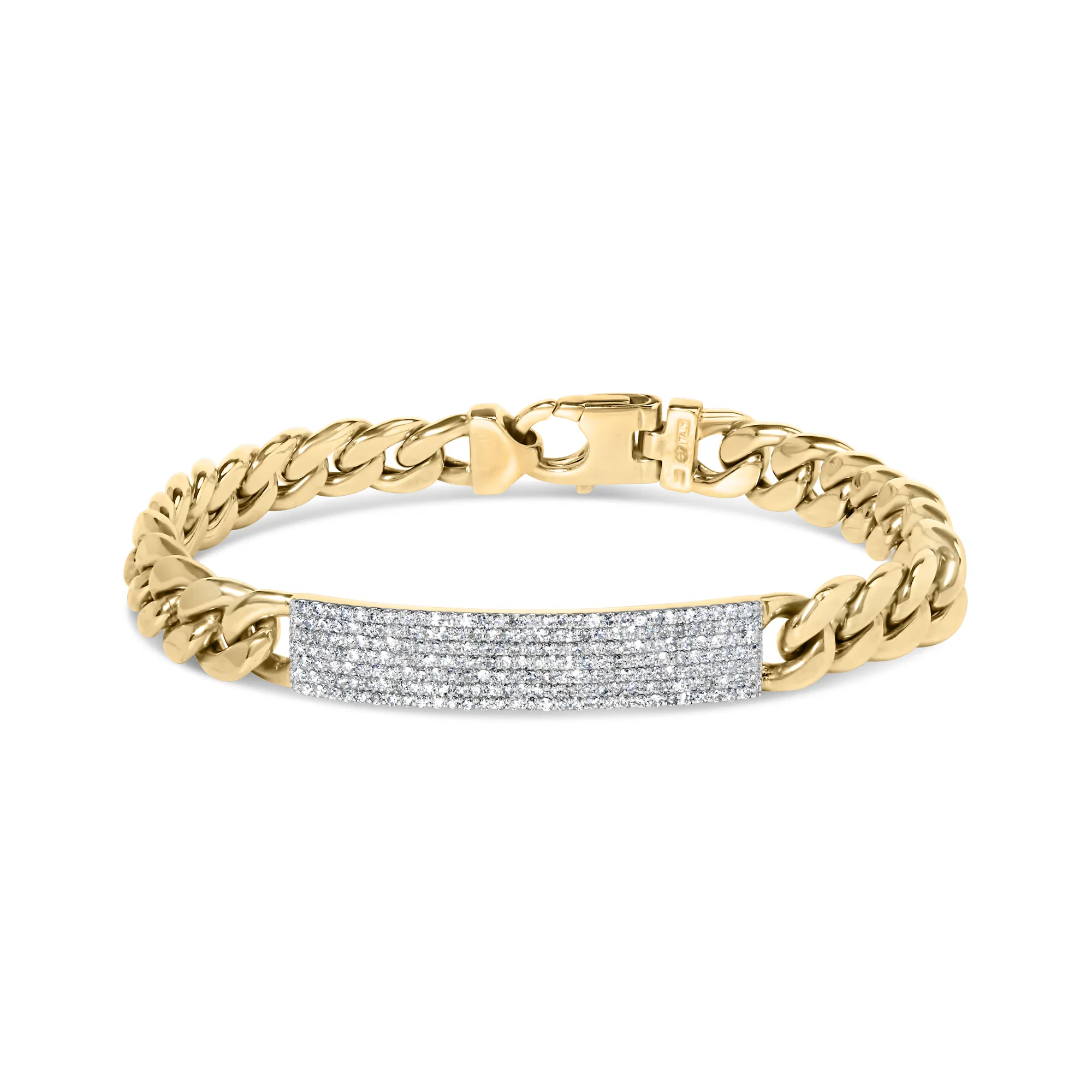 Männer 10K Gelbgold 1 1⁄2 Cttw Diamant ID kubanisches Armband (I-J Farbe, I2 - I3 Klarheit) - 8,5 Zoll