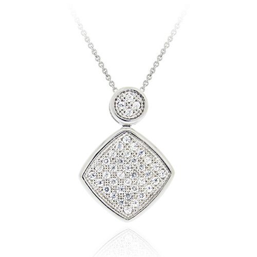Sterling Silber CZ Micro Pave Square Anhänger