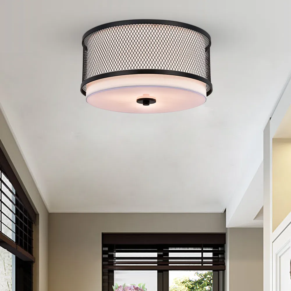 Vira Schwarz und Weiß Drei Licht Semi-Flush Mount Kronleuchter