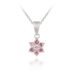 Sterling Silber Pink & Clear CZ Blumen Anhänger