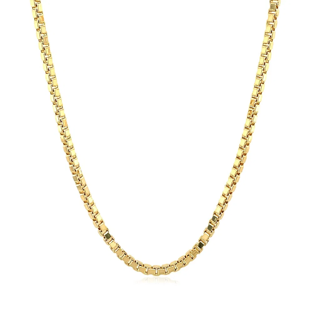 2,0 mm 14 Karat Gelbgold Semi Solid Box Kette