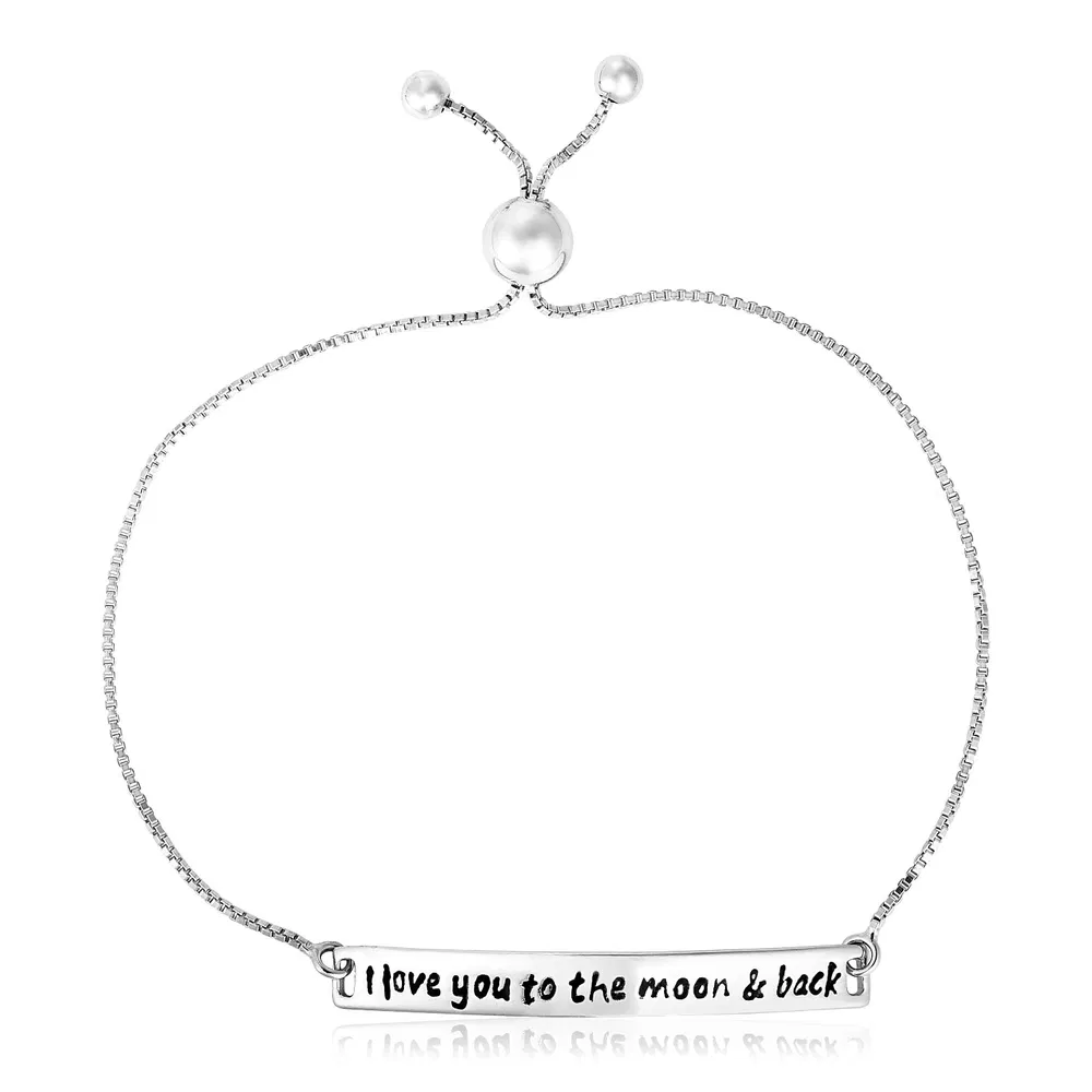 Sterling Silber verstellbar I Love You To The Moon und Rücken Armband