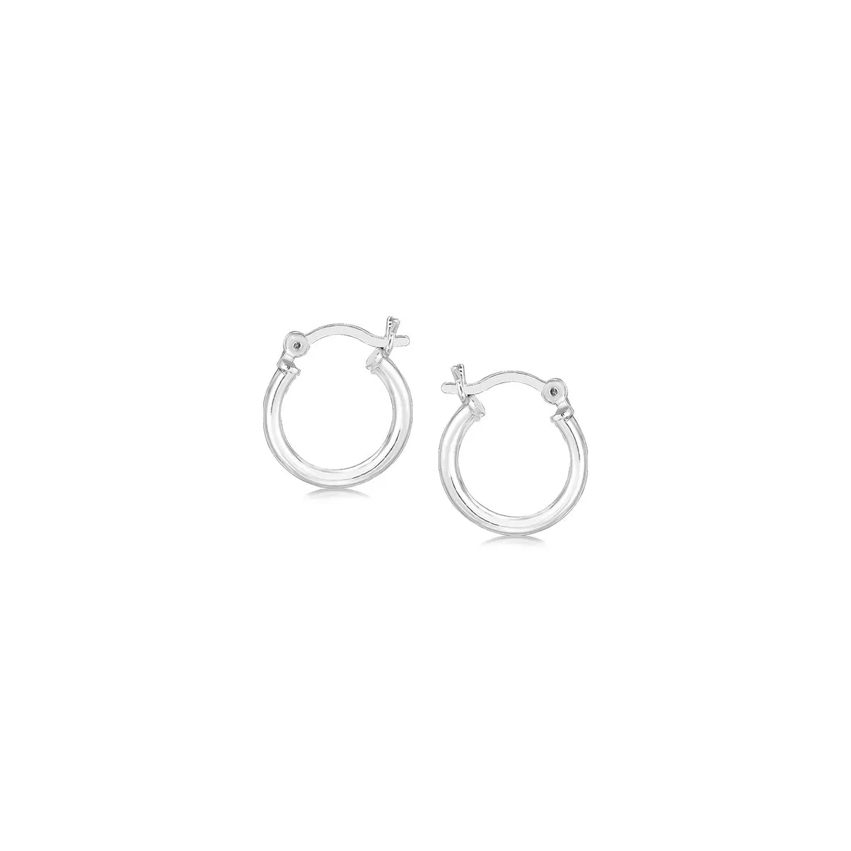 Sterling Silber Rhodium Plated dünne und kleine polierte Hoop Ohrringe (2x10mm)