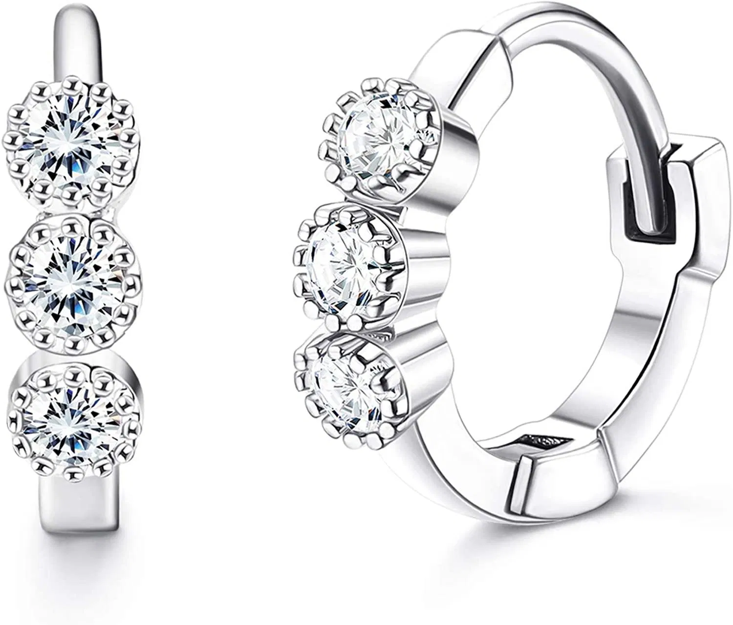 Kleine Schläfer-Hop - Ohrringe Stainless Huggie Hoops Ohren; Hypoallergen CZ Knorpel Ohrring; Blumen Liebe Herz süße Schmetterlinge Dainty Hingeed Hoop Ohr Piercing für Frauen