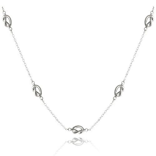 Sterling Silber Poliert Liebe Knot Ketten Halskette
