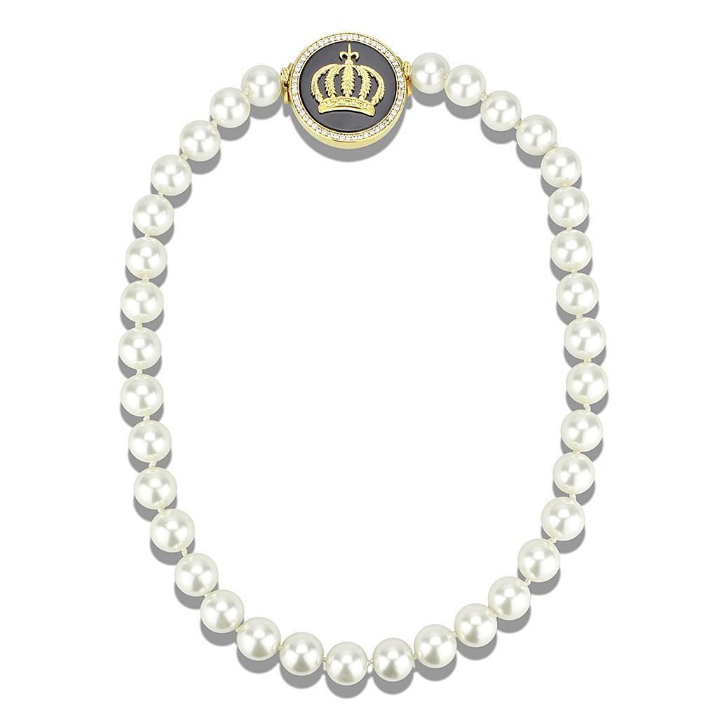 LO2647 - Gold-Messing - Halskette mit Halb-Edel - Onyx in Jet