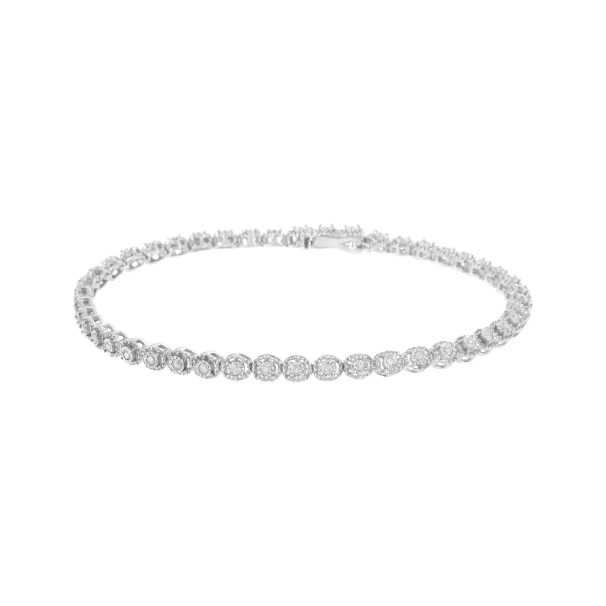 .925 Sterling Silber 1/2 cttw Miracle-Set Diamant Bezel Look Tennis Armband (I-J, I3) - 7.25