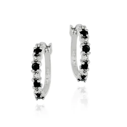 Sterling Silber Echte Saphir und Diamanten Akzent Hoop Ohrringe