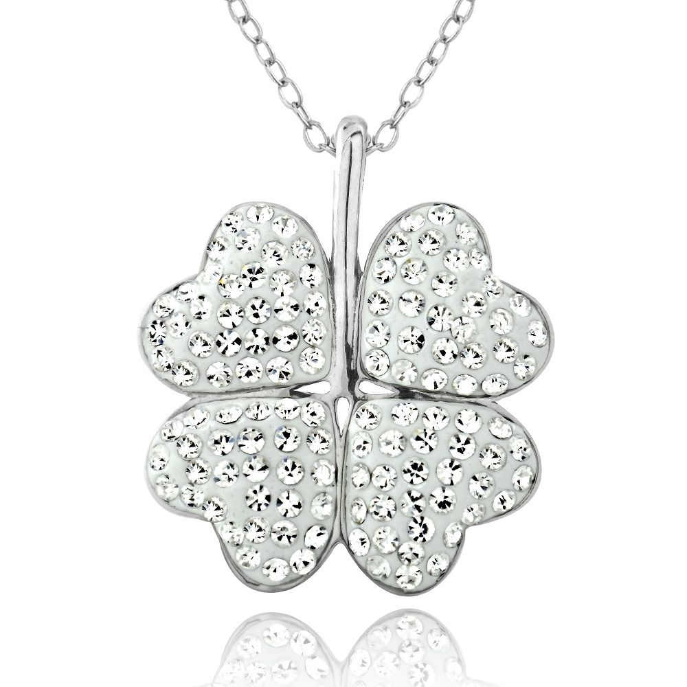 Silberton Clear Swarovski Elements Clover Halskette