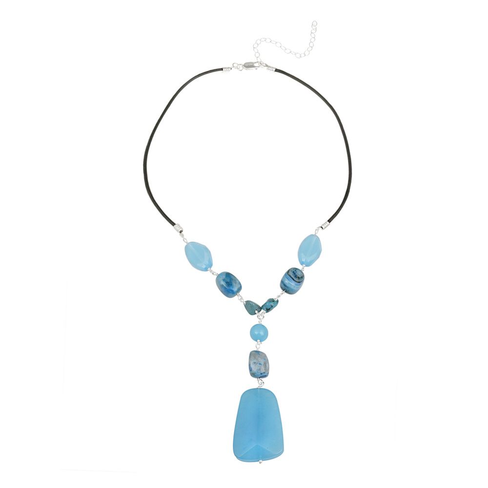 Sterling Silver erschaffen Türkis & Blau Quarz Nugget Halskette