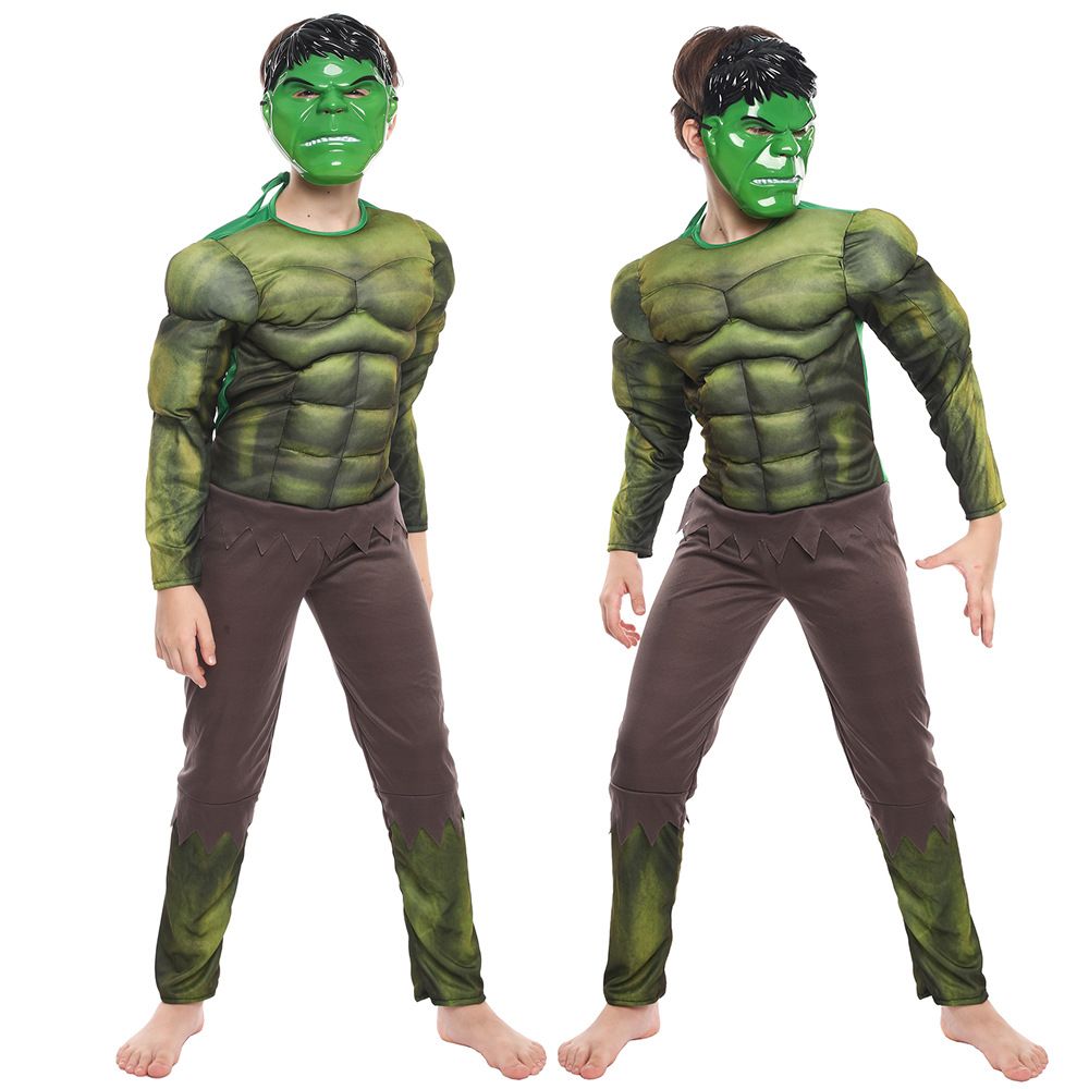 Kids Muscle Jumpsuit Halloween Prom Party Cosplay Kostüme + Maske