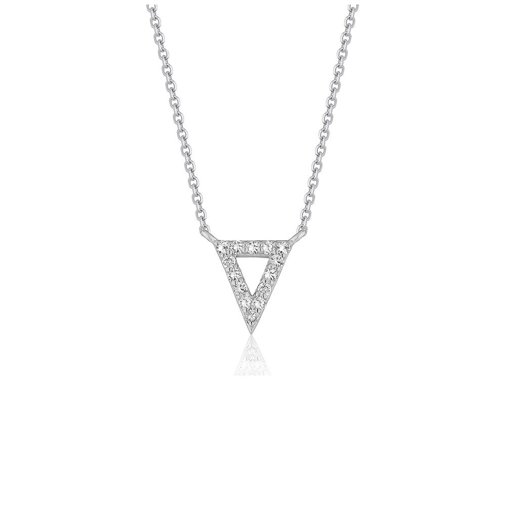 Diamant Inverted Dreieck Anhänger in 14 Karat weißem Gold