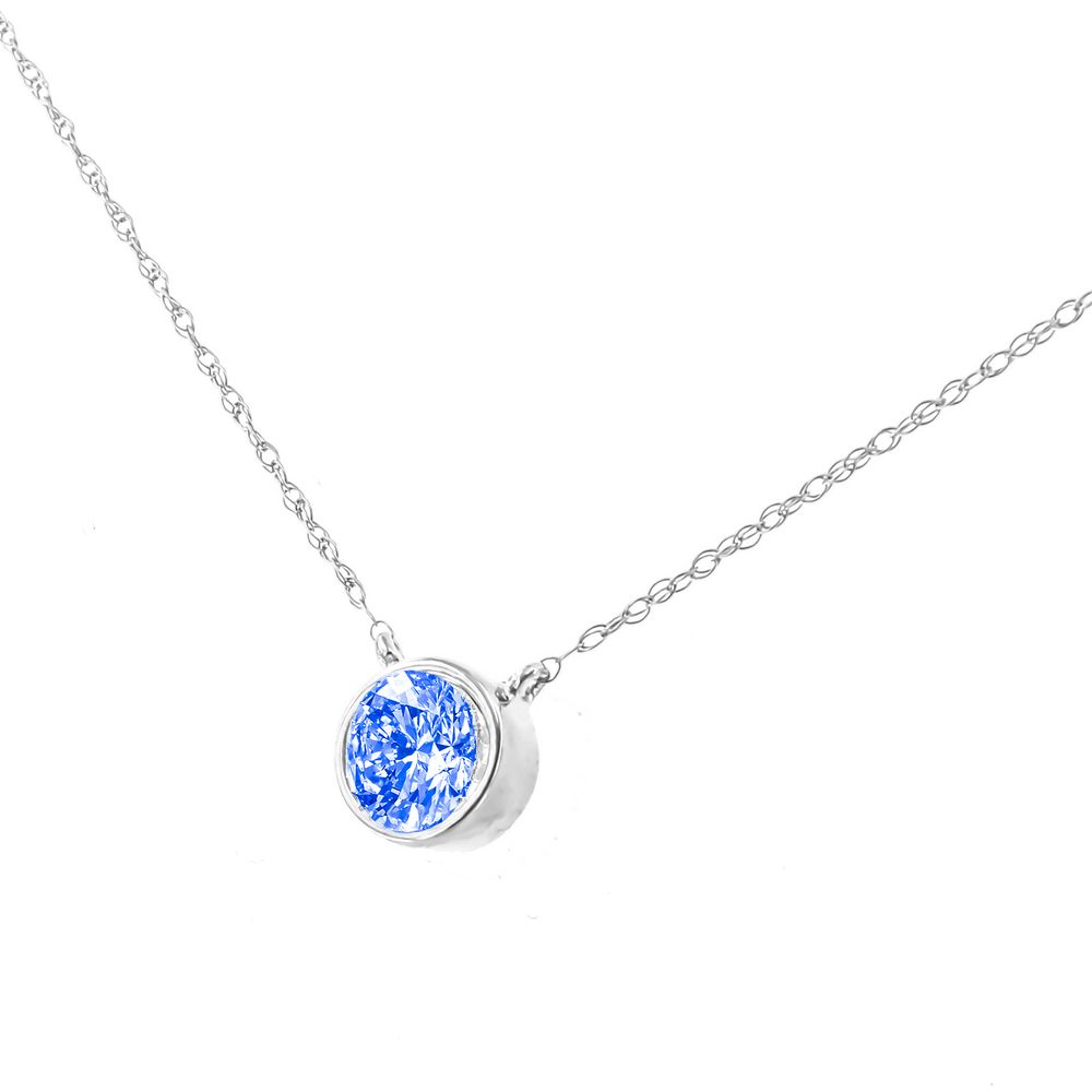 .925 Sterling Silber 1 / 10 Karat Blauer Diamant Suspended Bezel-Set Solitaire 16