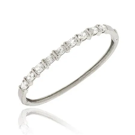 Sterling Silber .925 Simulierte Diamant cz Oval prong S Design Armband