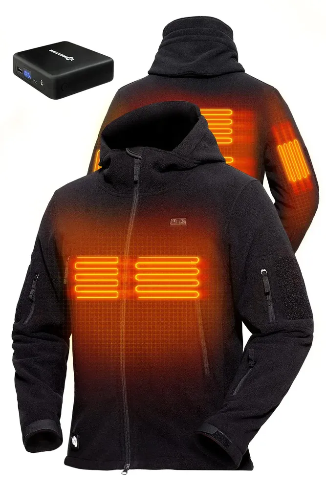 Antarktische Fleece Heizjacke für Männer Frauen Schwarz