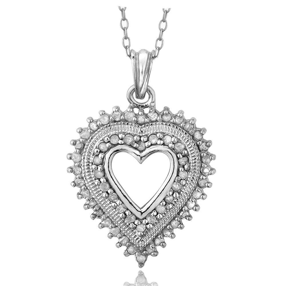 Sterling Silber 1 / 2 Karat Diamant-Herz - Halskette (IJ-I3)