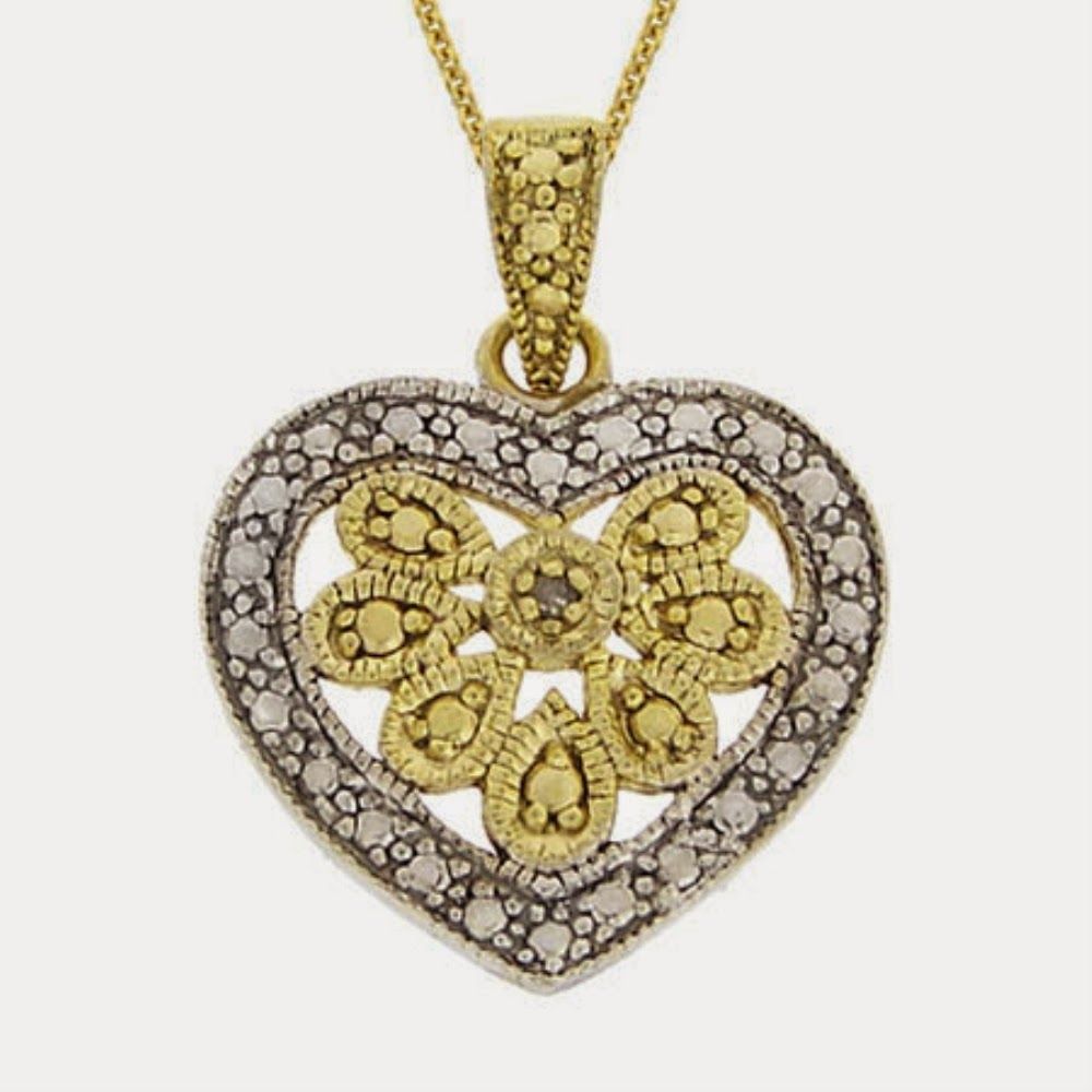 18 Karat Gold über Sterling Silber Diamant Herz Anhänger