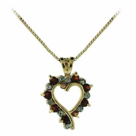 18 Karat Gold über Sterling Silber Garnet & Diamant Akzent Open Heart Halskette