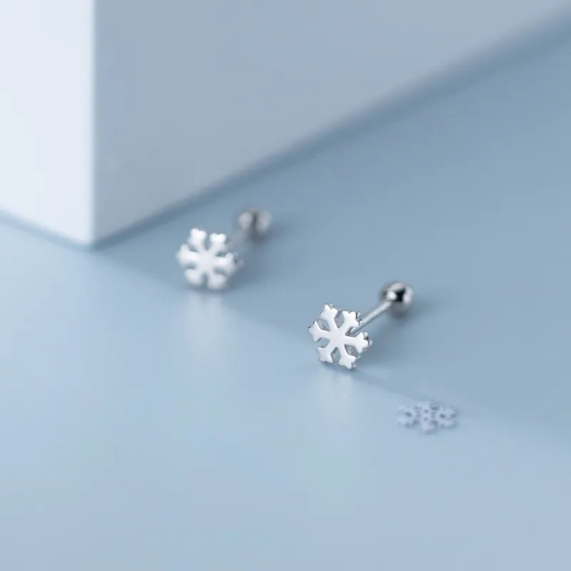 Temperament Glossy Snowflake Small Forest Sweet And Simple Ohrringe