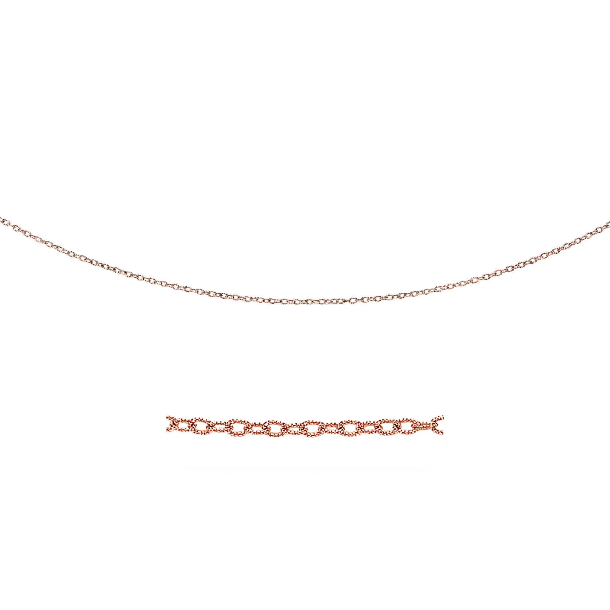 2,5 mm 14 Karat Rose Gold Anhängerkette mit Texturen Links