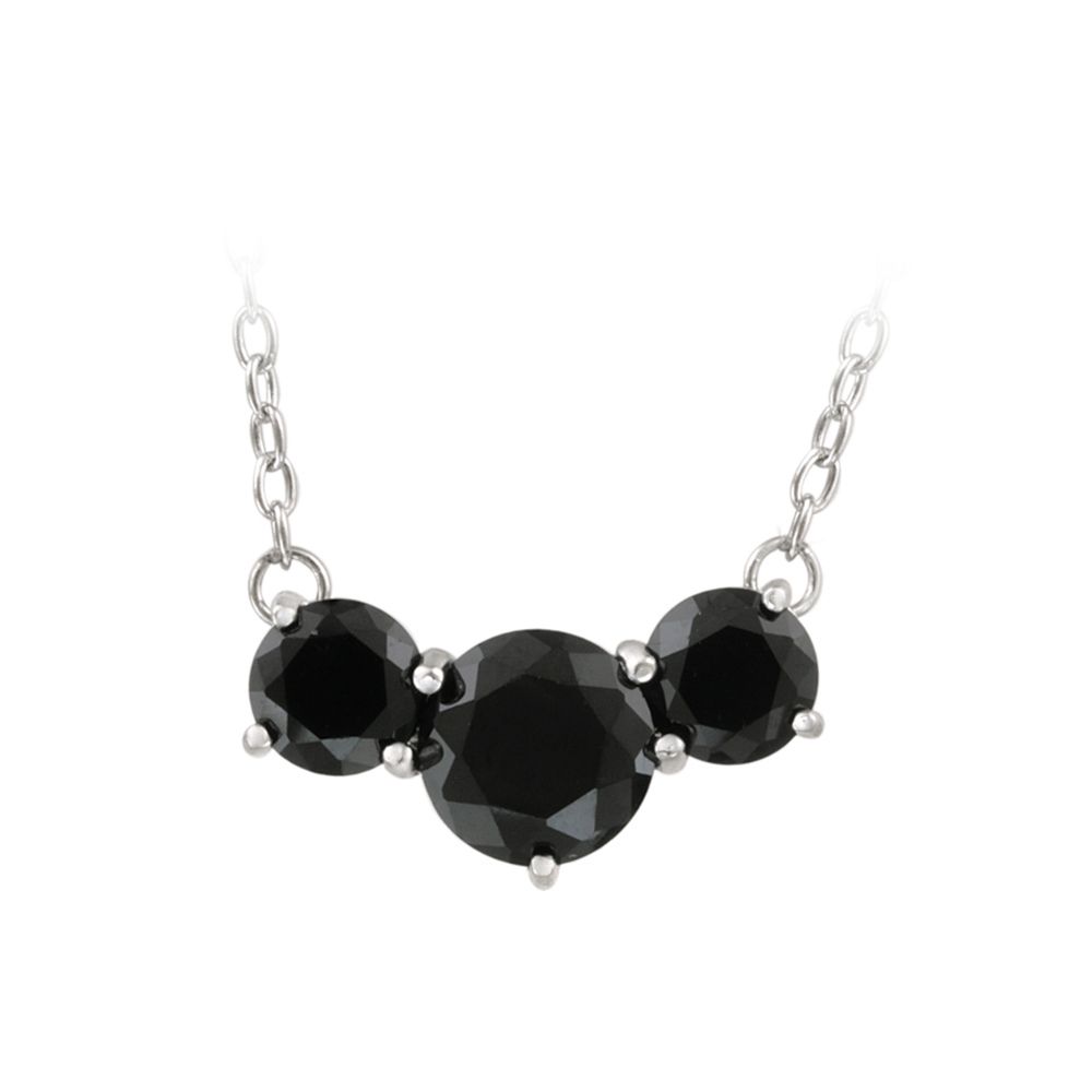 Sterling Silber 4,65ct Schwarz Spinel Drei Steine Halskette