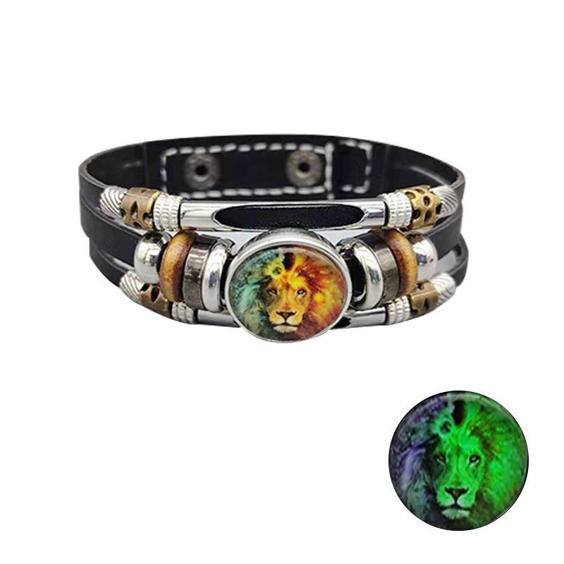 Europäische und amerikanische Retro Step-on - Line Schnalle Zwölf Konstellation Leuchtstoff Armband Ornament Leder Armband Männer und Frauen Armband